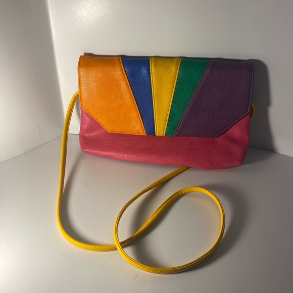 Unique Vintage Handbags - Bold late 80s early 90s bright colour POP Colour block crossbody